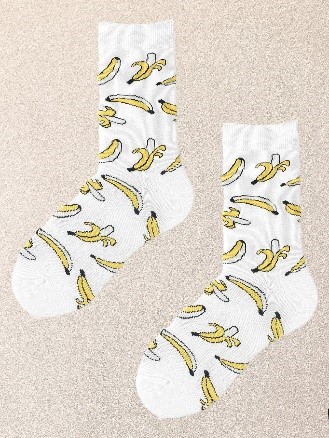 Banana Print Crew Socks