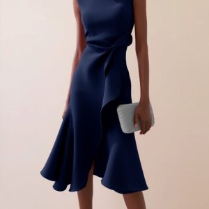 Women's Bow-knot Sleeveless Dress Summer Round Neck Red Temperament