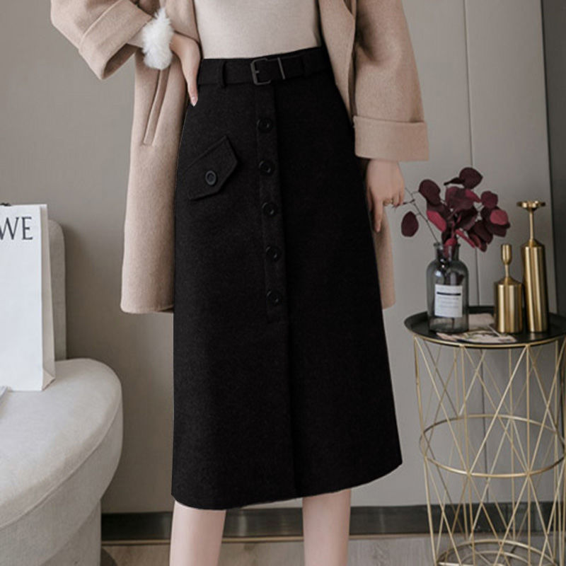 Autumn And Winter Midi Skirts Elegant Figure-flattering, And Slimming