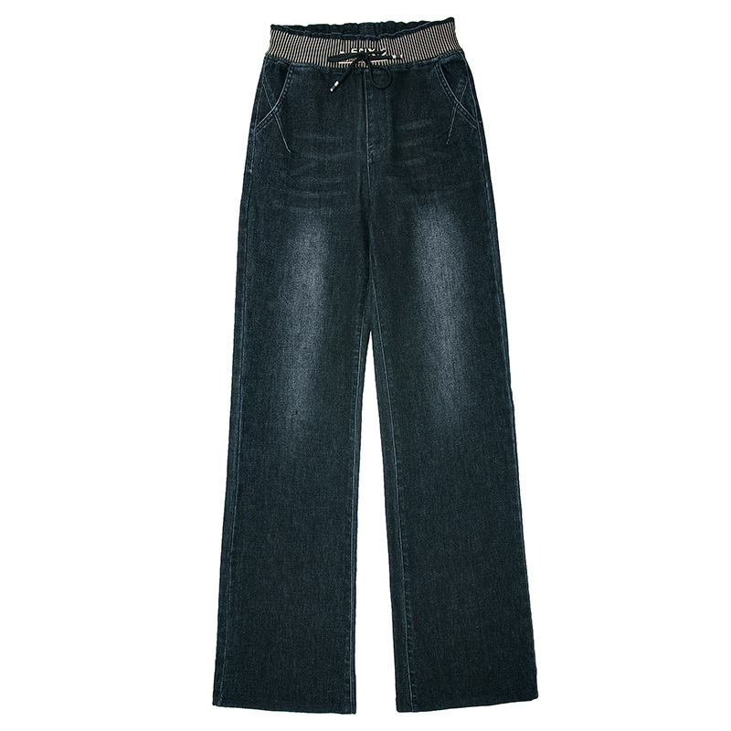 Plus Size High Waist Straight Drooping Pants Jeans Mop Pants Bell-bottom Pants