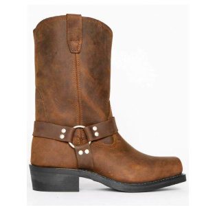 Vintage Men's Cowboy Boots Belt Buckle Ring High Top