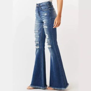 European And American Ladies Mid-waist Slim Fit Stretch Retro Bell-bottom Pants Jeans